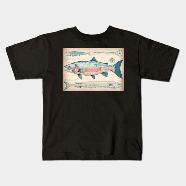 Sockeye Salmon Fish Print Kids T-Shirt by DanielLiamGill